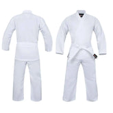 White Rewon Karate Gi for Training, Durable Polyester/Cotton Blend, Ideal for Karate Enthusiasts, Martial Arts Practice Gear